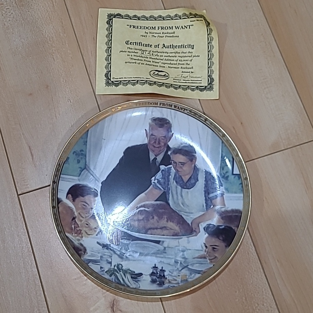 Norman Rockwell plate 1943 "Freedom From Want"